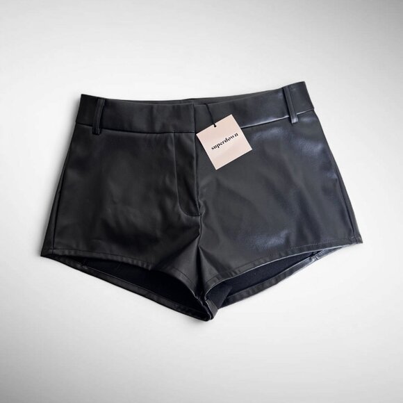 NWT Superdown Shorts Faux Leather sz SX Black Revolve - Picture 1 of 9